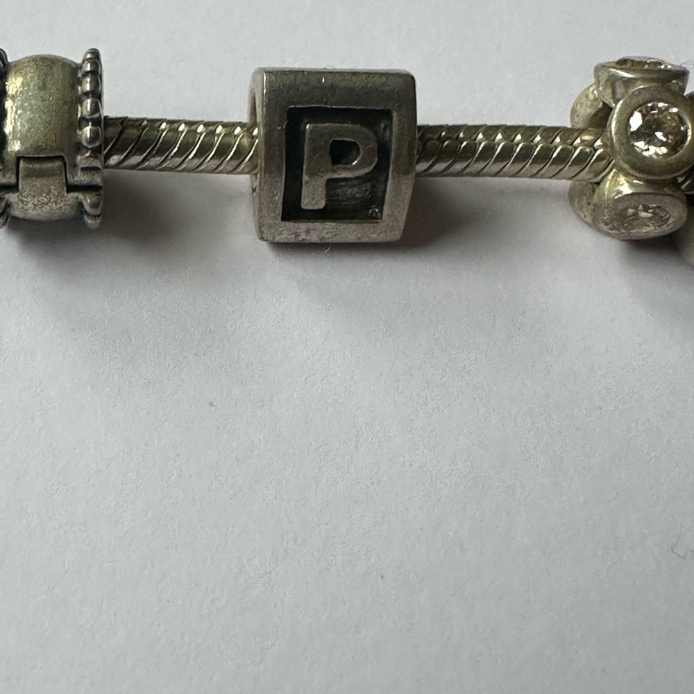Pandora authentic silver letter P for classic bracelet